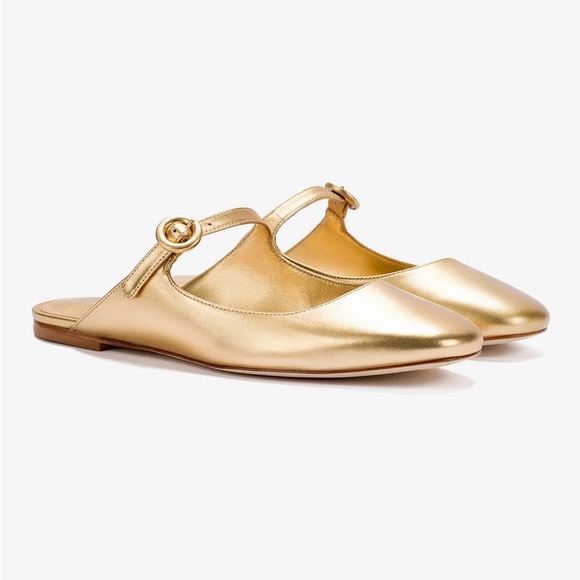 Larroude Shoes - BRAND NEW LARROUDE Blair Flat Mule In Gold Metallic Leather Size 8.0 Fits 7.5